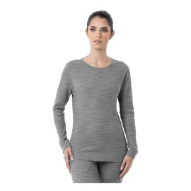 FRUIT of the LOOM Womens  Eversoft Waffle Thermal Top Shirt Grey XL 16-18  NEW