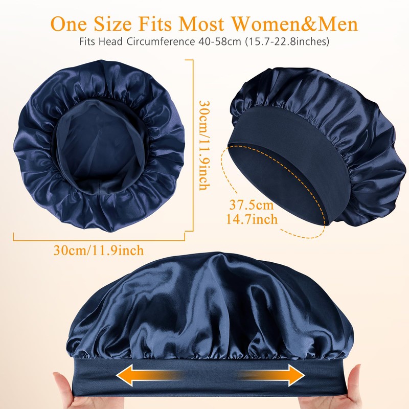 Amzpas Pack of 2 Satin Bonnet Sleep Caps, Women's /