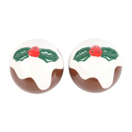 Christmas Pudding Salt and Pepper Shakers - Festive Ceramic Holiday Tableware, Perfect for Adding Seasonal Cheer to Your Dining Experience - Unique Christmas Pudding Design, Great Gift Idea
