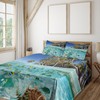 Ambesonne Underwater Sheet Set, Ocean Tropical Island Butterflyfish Beach Ocean