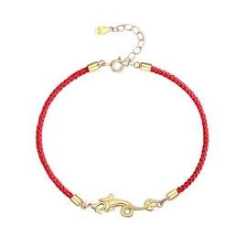 Jennoria 925 Sterling Silver Lucky Dragon Charm Bracelet for Women Year of Dragon Adjustable Red Rope Bracelet New Year Birthday Gifts, Metal, no gemstone