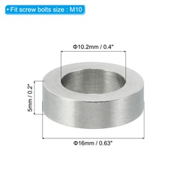 PATIKIL M10 Stainless Steel Spacers, 5 Pcs Metal Spacer Stainless Steel 10.2mm ID x 16mm OD x 5mm L Spacer Screw Standoff Round for 3/8" M10 Screw Bolts