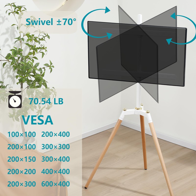Fydeamer Universal Tripod Easel TV Stand for 32-65 inch LED