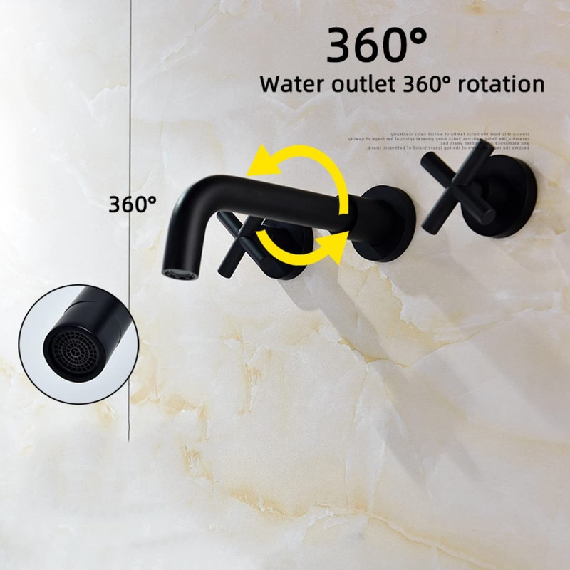 CGPOCMWGX Wall Mounted Bathroom Faucet,Double Cross Handles Lavatory Basin Sink