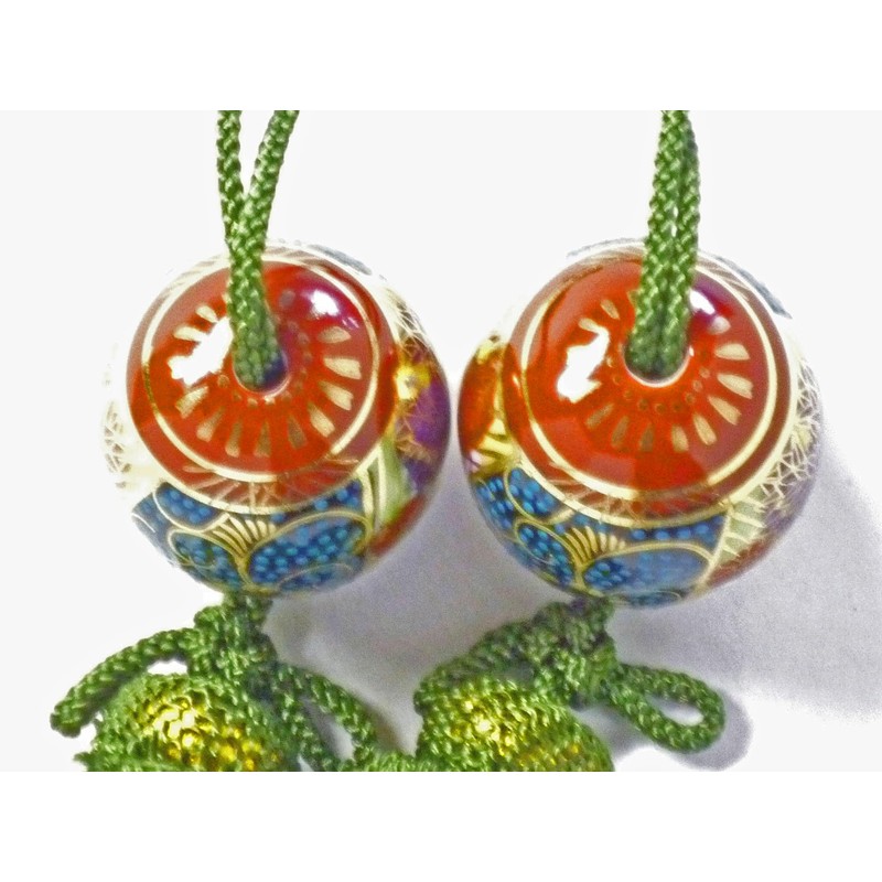 九谷焼【風鎮】青粒＆金花詰 ハート