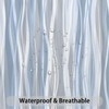 Moonslim Blue Grey Ombre Shower Curtain, Modern Wavy Abstract Striped