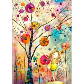 Lollypop Forest artist trading card girl dancing ACEO collage artwork 2.5x3.5