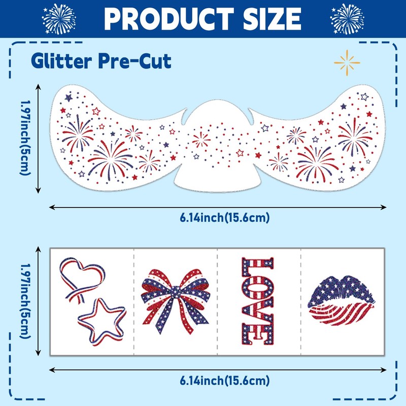 4th of July Freckles Face Tattoos (36 Pcs) or 250th