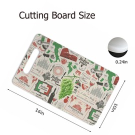 Bcumuq Retro Italian Pattern Cutting Boards Wine Food Grapes Architecture Cutting Boards Kitchen Chopping Board with Handles Non Slip Plastic 16 x 10 x 0.24 Inch