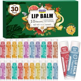 AZEN- Paquete de 30 bálsamos labiales, bálsamos labiales naturales a granel, producto para el cuidado de los labios, bálsamo labial hidratante para labios secos y agrietados