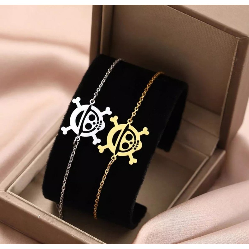 ARTIMATIC Collar One Piece + Pulsera Acero Inoxidable Luffy Anime