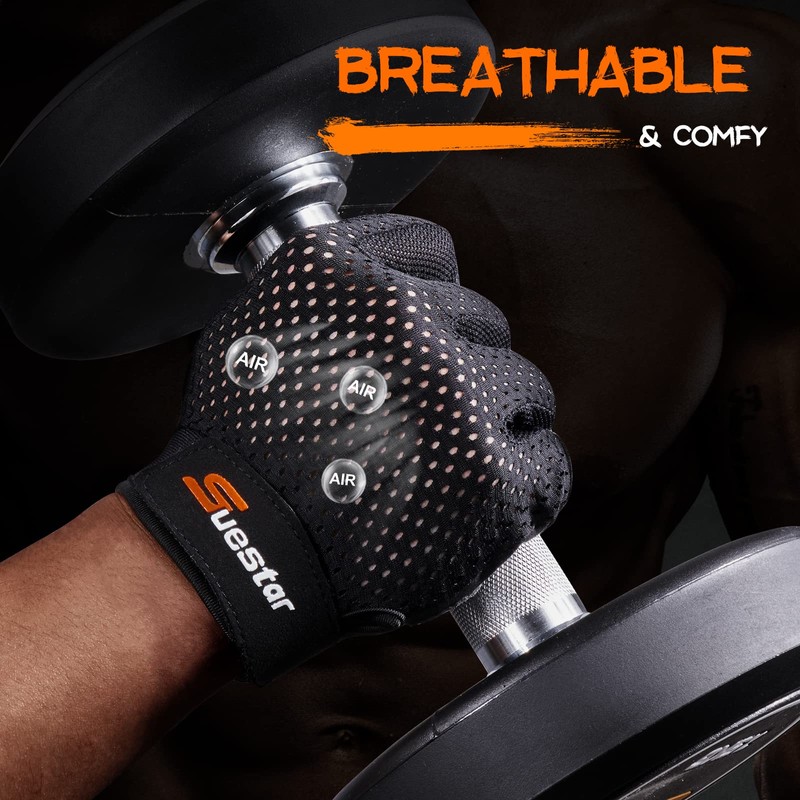 SueStar Workout Gloves for Men Women, Weight Lifting With Full