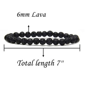 Angelstones Natural Lava Gemstone 6mm Round Beads Stretch Bracelet 7" Unisex