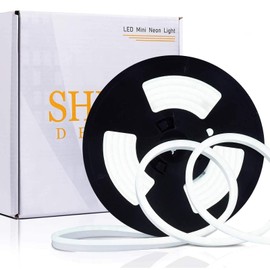 Shine Decor LED Neon Rope Lights 16.4FT, Dimmable Neon LED Light Strip 6500K Cool White 120LEDs/M Flexible, ETL-Listed 110V-120V AC Rope Lights Waterproof, Custom Cuttable Neon Lighting for In&Outdoor