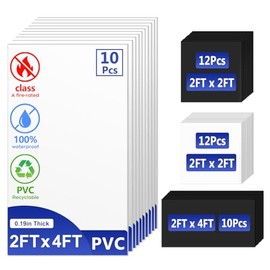 Premium PVC Smooth Drop Ceiling Tiles 2ft x 4ft - Waterproof, Fire-Rated, Washable, Drop in Installation - No Rot, No Sag, 10-Pack Cover 80 Sq. Ft, White