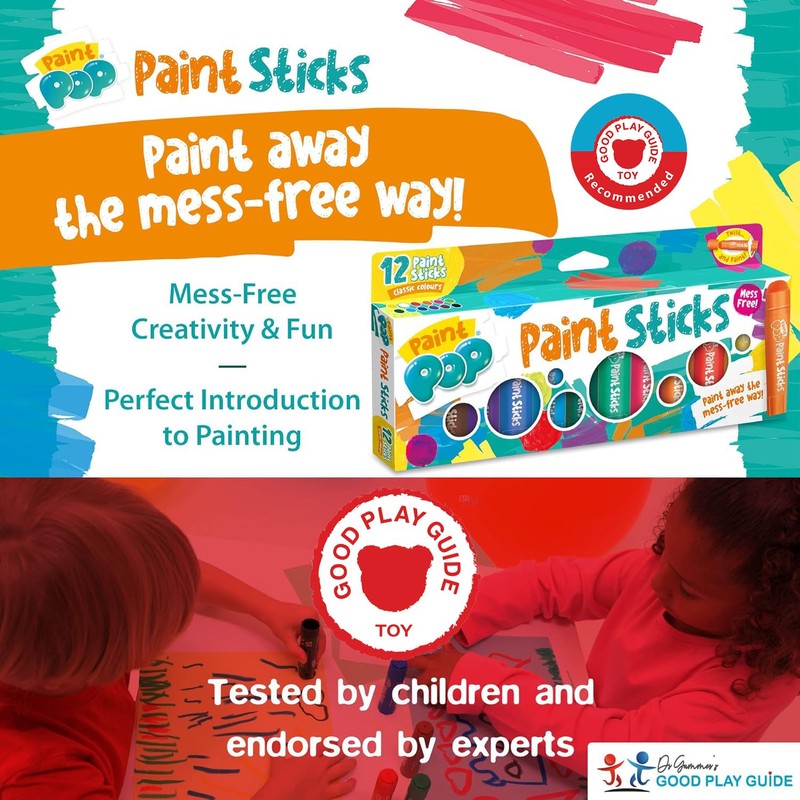 Paint Pop Paint Sticks For Kids - 12 Pack Assorted