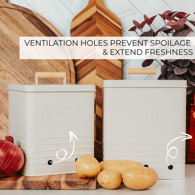 Beautiful Potato and Onion Storage Container Set - Perfectly Sized