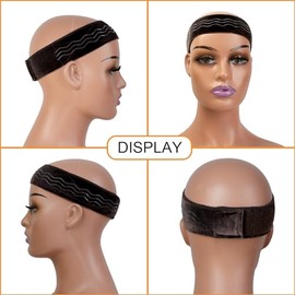 Banda de sujeción para peluca, banda de terciopelo flexible, banda ajustable para el pelo, cómoda, antideslizante, ajustable, con silicona ondulada (m