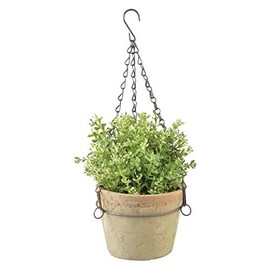 degawo Aged Terracotta Hanging Pot with Metal Holder