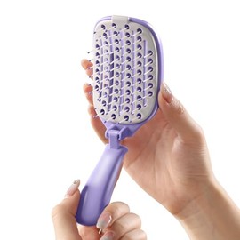 Cepillo de viaje plegable, portátil y autolimpiante de bolsillo para cabello fino y grueso, con ventilación y secado rápido, para hombres, mujeres y n