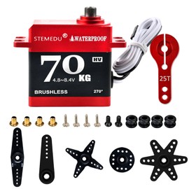 Stemedu 70KG High Torque Servo Brushless RC Digital Servo BLS-HV70MG All-Metal IP67 Waterproof Steering Motor for 1/8 1/10 RC Helicopter Airplane and Buggy Car, 270° Control Angle