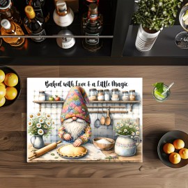 Gnome Baker 1, 11x8" Tempered Glass Cutting Board, Sublimated, (cut156)