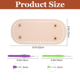 5 Pcs Purse Bottoms for Crochet Bags, Purse Making Supplies with 10 D Shape Handles 2 Crochet Hooks 5 Colors PU Leather Bag Bases for DIY Knitting Crafts Handbag Tote Shoulder Bag Making