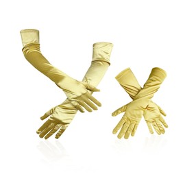 HDGSAFD 2 Pairs Prom Gloves Satin Gloves Vintage Gloves Dress Gloves Elastic Gloves Costume Accessories, gold