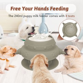 Puppy Feeder for Multiple Puppies, 4 Teats Puppy Milk Feeder Puppy Nipple Feeder Silicone Puppy Nursing Station, 240ml Puppy Nursing Bottles for Kittens, Puppies, Rabbits