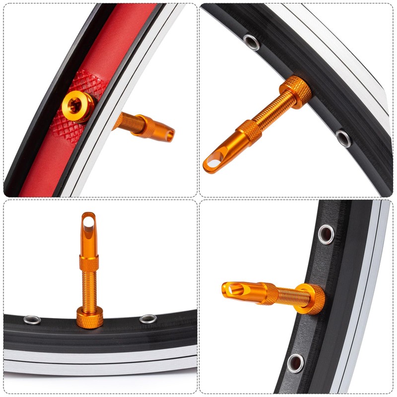 HZJD 2PCS Tubeless Presta Valve Stem, Orange, Integrated Core Removal