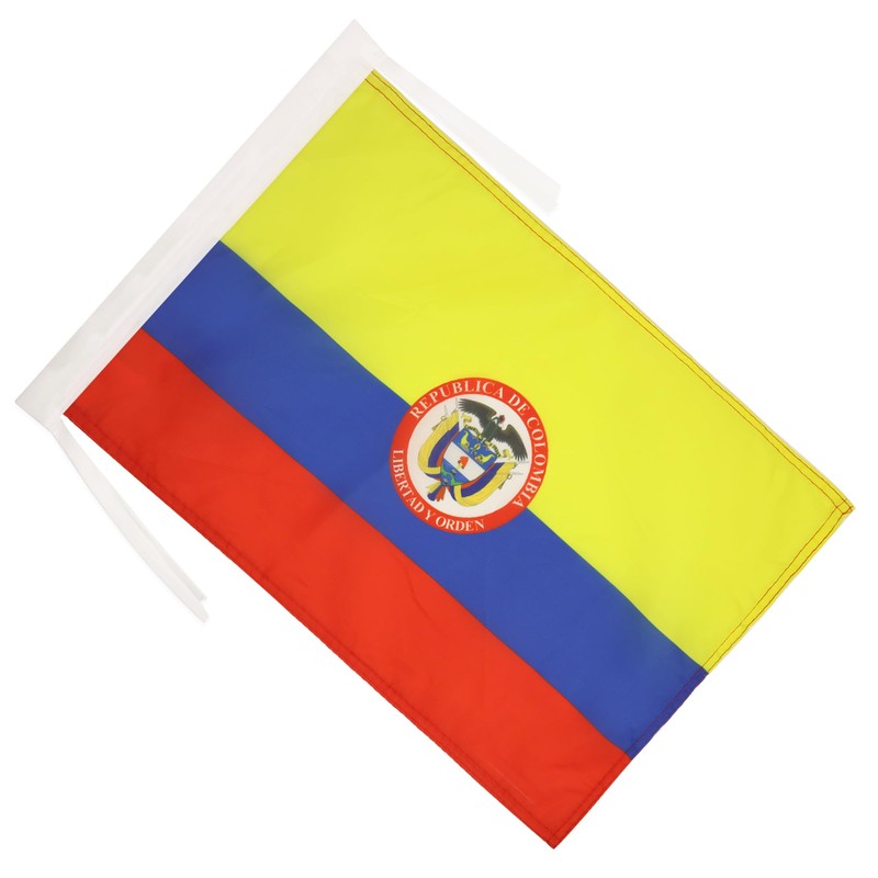 Colombia coat of arms Flag 18'' x 12'' cords -