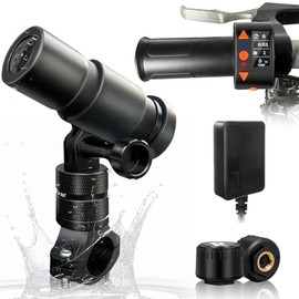 VSYSTO WiFi Bicycle Camera with OLED Display Wired Controller, Tire Pressure Sensors, GPS, HD 1080P 150° Wide Angle Lens Waterpoof Motorcycle Bike Dash Camera Temperature Calorie Display (Black-1080P)