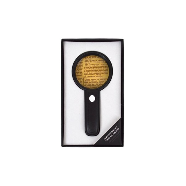 Boxed Handheld Magnifier Reading Magnifying Glass with LED Lights (Black)