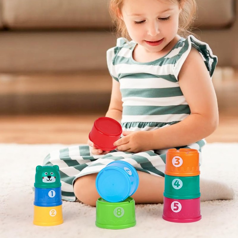 HAGOT 9 Piece Baby Stacking Cups Toy, Learning Toys for
