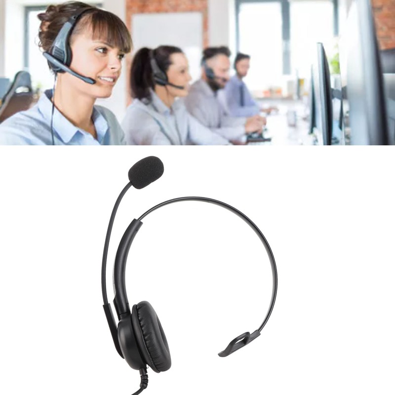 Single Ear Headset Comfortable Lightweight Noise Canceling Wired Computer Headset