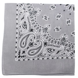 ARMYU Classic Trainmen Paisley Bandanas, Military Army Head Scarf Do-rag Cotton Bandanna (Light Grey - 22")