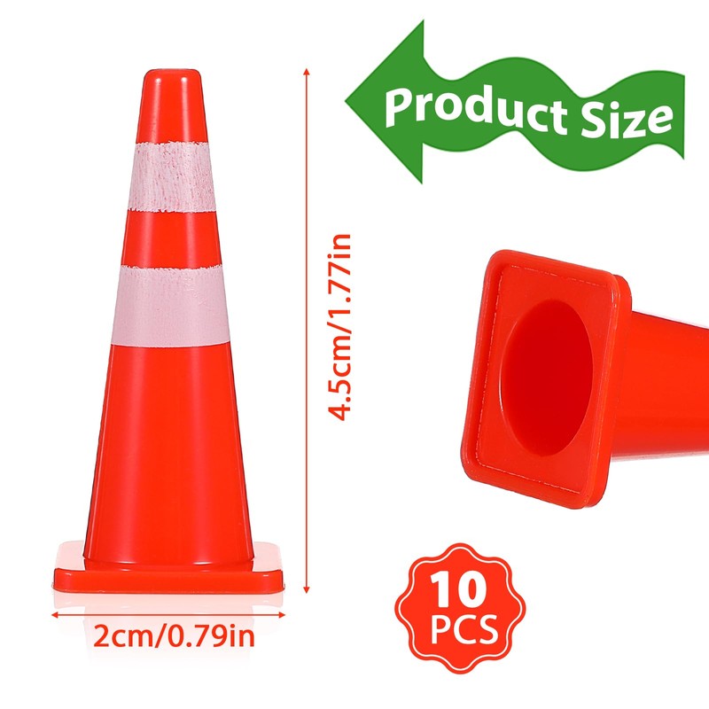 Nogeqi 10PCS Mini Traffic Cones, 1.77 in Roadblock Plastic Cones