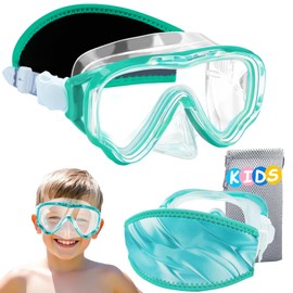 Vvinca Kids Swim Goggles with Nose Cover, Fabric Strap Swimming Goggles Snorkel Diving Mask No Leak Wide View Anti Fog Anti-UV Anti-Shattered Lens Swim Mask Water Goggles for Toddlers Kids Youth 3-15