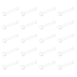 D.Bella 18g Clear Nose Studs Plastic Nose Ring for Work Surgery Flexible Nose Retainer Bioflex Nose Rings Studs Piercing Retainer Bone Shape Flat Top