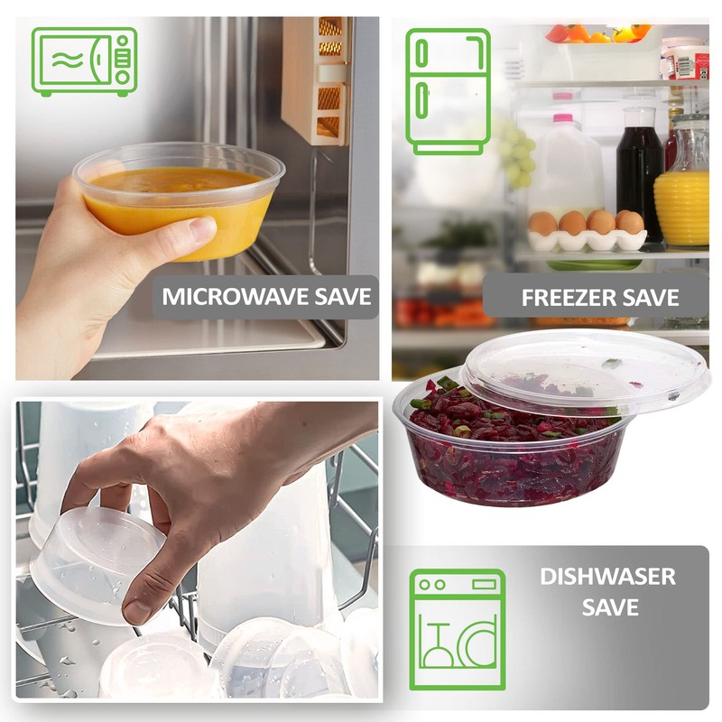 Sabco - 8oz Clear Round Plastic Takeaway Sauce Pots With