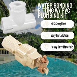Brass Water Bonding Fitting for Swimming Pool 1" MPT - NEC Compliant for Inground Pools, Spas & Water Features - PB-2008 (PB-2008 / 08KIT-15 1.5" PVC Plumbing Kit)