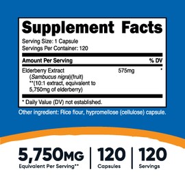 Nutricost Nutricost Elderberry Capsules 575mg (120 Capsules) - Black Elderberry, Vegetarian Capsules, Gluten Free and Non-GMO Supplement