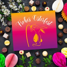 Hallingers Frohes Osterfest XXL - Pralinen zu Ostern, Ostergeschenke für Osterkörbchen zu Ostern, Pralinen handmade ohne Alkohol (Box) - Ostergeschenke Osterkörbchen Ostereier & als Osterdeko | Glückw
