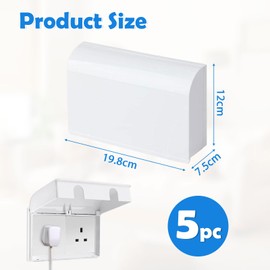 UK Plug Socket Covers 5PCS, Childproof Double Socket Protector, Socket Cover Box for Baby Safety, Universal Electrical Outlet Protectors for Home Safety, Baby & Pet Proof Design