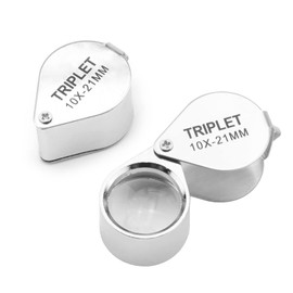 Othmro - Lupa de microscopio para joyeros, lupa de ojo potente, chapado en cromo, tubo redondo, 10 x 21 mm, 2 unidades de plata