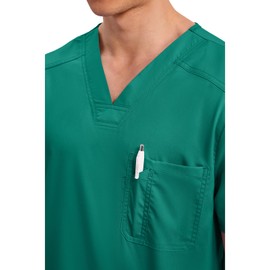 Cherokee Men's V-Neck Top, Hunter Green, Medium