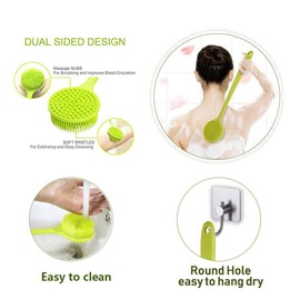 Cinlitek Silicone Body Scrubber, Long Handle Back Scrubber for Shower, Silicone Body Brush Shower Scrubber For Body, Shower Srush Back Brush Body Exfoliator