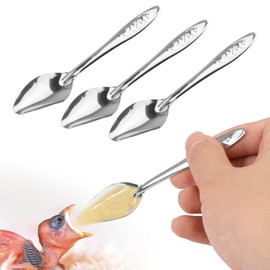 YAODHAOD 4.7" Bird Parrot Stainless Steel Metal Feeding Spoon Parrot Feeding Scoops Hand Feeding Spoons for Parrot (3PCS)