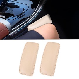 DabbOo Pack of 2 Car Leg Knee Pads, Leg Pads, Leather Arm Pads for Centre Console, Comfortable Elastic Pads, Universal Car Interior Accessories for Knees, Legs and Elbows (Beige)