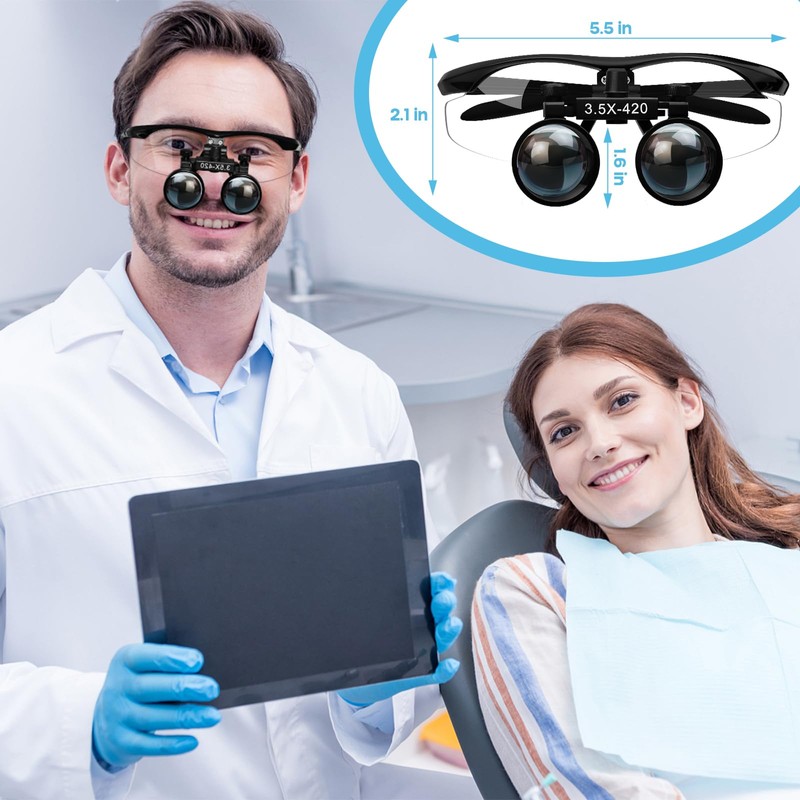 3.5 X 420mm Binocular Loupes Magnifier Glasses with LED Head